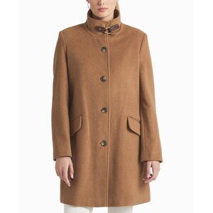womens size 6 Lauren Ralph Lauren‎ Camel Wool-Blend Coat Buckle Collar tan